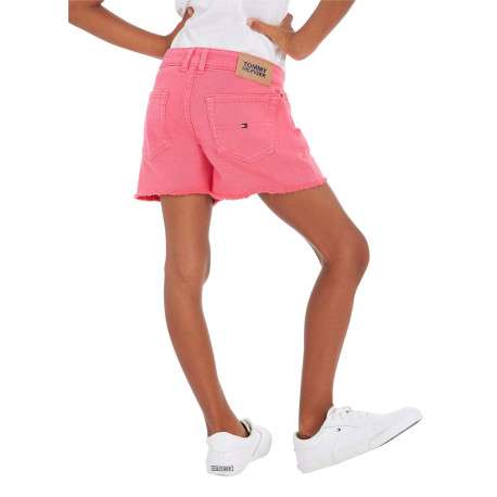 Short 5 Poches en coton fuchsia uni avec une coupe slim et logo à l'avant - Image 2