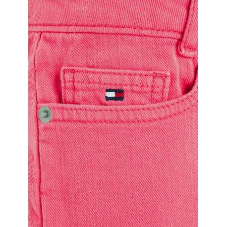 Short 5 Poches en coton fuchsia uni avec une coupe slim et logo à l'avant - Image 4