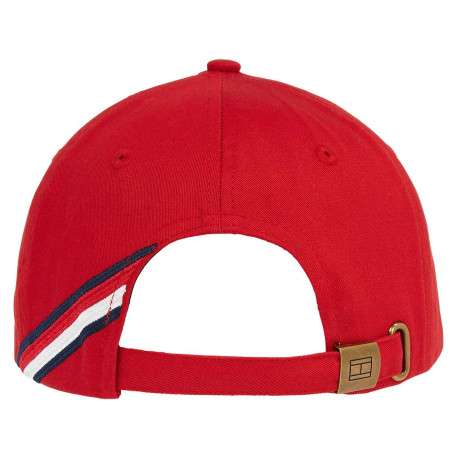 Casquette en coton rouge unie avec logo gravé sur le clip à l'arrière - Image 3