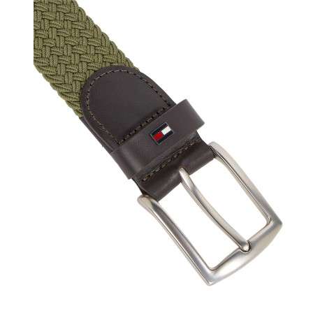 Ceinture kaki unie avec passant et extremité de la ceinture en simili cuir - Image 3