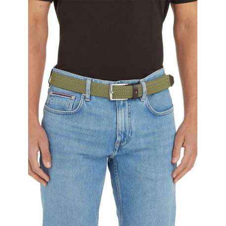 Ceinture kaki unie avec passant et extremité de la ceinture en simili cuir - Image 4