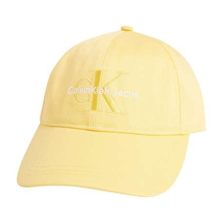 Casquette en coton biologique jaune unie avec broderie jaune sur le pan - Image 2