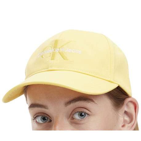 Casquette en coton biologique jaune unie avec broderie jaune sur le pan - Image 3