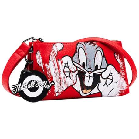Mini sac rouge effet sablé avec le dessin de ""Bugs Bunny"" imprimé