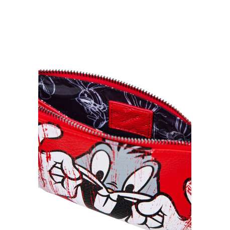 Mini sac rouge effet sablé avec le dessin de ""Bugs Bunny"" imprimé - Image 3