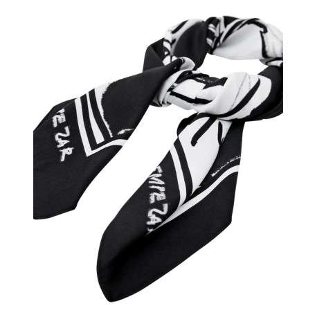 Foulard noir avec dessin ""Bugs Bunny"" et écritures imprimés en blanc - Image 2