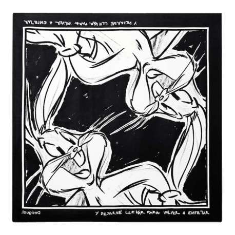 Foulard noir avec dessin ""Bugs Bunny"" et écritures imprimés en blanc - Image 3