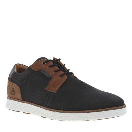 Baskets basses en textile bleu marine à semelle sneaker blanche et lacets ronds