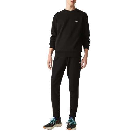 Pantalon de jogging en coton noir coupe slim avec liens de serrage à la taille et logo brodé