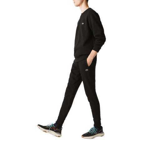 Pantalon de jogging en coton noir coupe slim avec liens de serrage à la taille et logo brodé - Image 4
