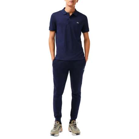 Pantalon de jogging marine en coton coupe slim avec logo brodé et liens de serrage à la taille - Image 5