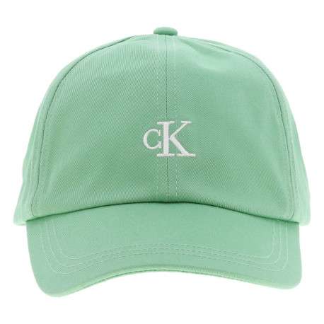 Casquette dad cap en coton verte unie avec nom de la marque brodé en blanc