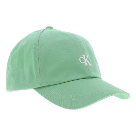 Casquette dad cap en coton verte unie avec nom de la marque brodé en blanc - Image 3