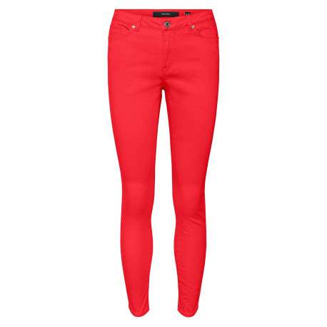 Pantalon 5 Poche framboise taille intermédiaire uni coupe slim