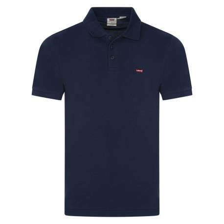 Polo en maille piquée de coton bleu marine à col boutonné et Batwing poitrine
