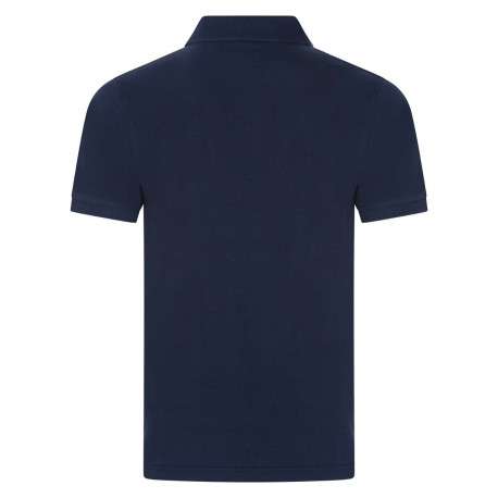 Polo en maille piquée de coton bleu marine à col boutonné et Batwing poitrine - Image 3