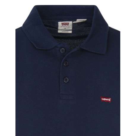 Polo en maille piquée de coton bleu marine à col boutonné et Batwing poitrine - Image 5