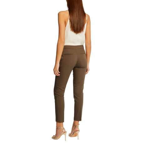 Pantalon 5 poches kaki uni avec une coupe droite et une taille élastiquée - Image 7