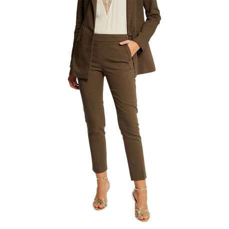 Pantalon 5 poches kaki uni avec une coupe droite et une taille élastiquée - Image 8
