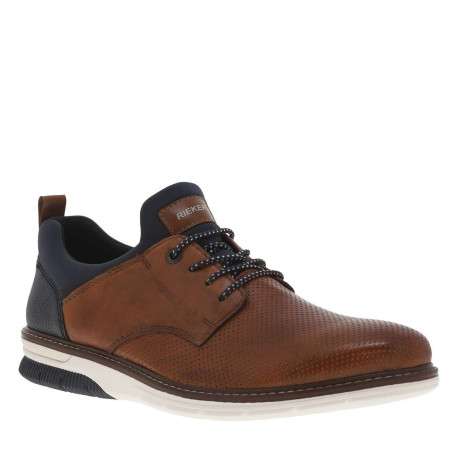 Baskets basses style derbies noisette avec des lacets ronds marron et blancs - Image 3