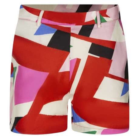 Short multicolore imprimé abstrait à coupe coupe droit et fermeture zippée - Image 3
