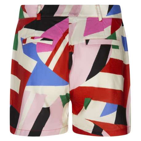 Short multicolore imprimé abstrait à coupe coupe droit et fermeture zippée - Image 4