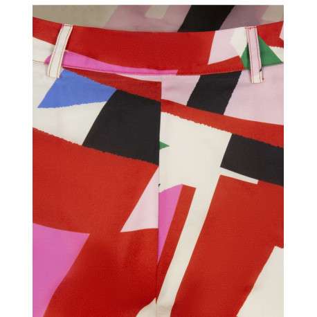 Short multicolore imprimé abstrait à coupe coupe droit et fermeture zippée - Image 5