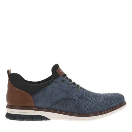 Baskets basses bleues avec chevillière en slip-on et des lacets ronds élastiqués - Image 2
