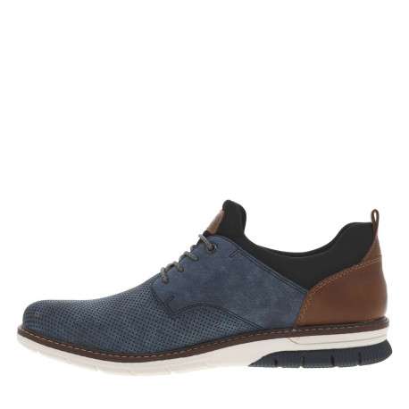 Baskets basses bleues avec chevillière en slip-on et des lacets ronds élastiqués - Image 3