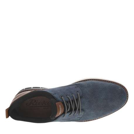 Baskets basses bleues avec chevillière en slip-on et des lacets ronds élastiqués - Image 5