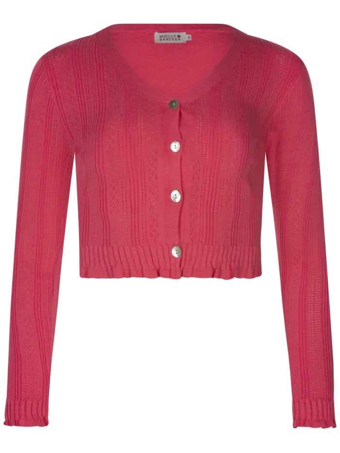 Cardigan boutonné framboise...