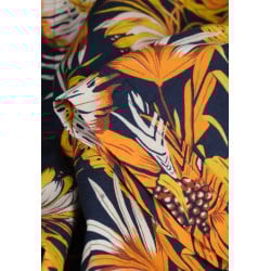 Chemise marine en coton imprimée de palmes coupe ajustée et à manches courtes