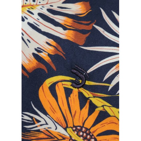 Chemise marine en coton imprimée de palmes coupe ajustée et à manches courtes - Image 6