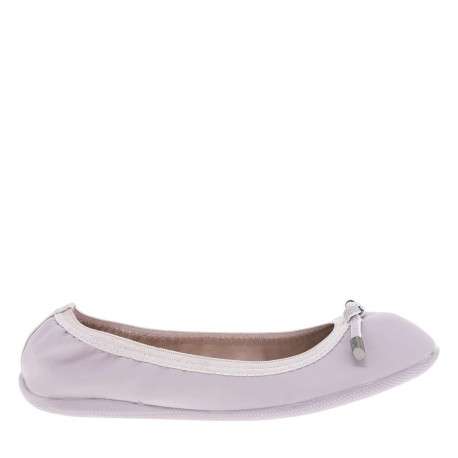 Ballerines élastiquées en simili cuir parme uni à semelle antidérapante plate - Image 2