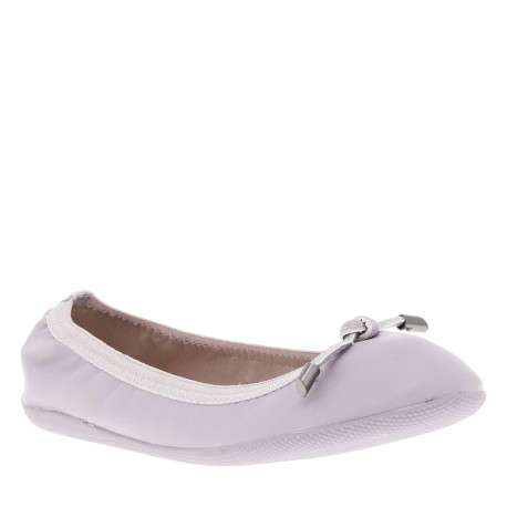 Ballerines élastiquées en simili cuir parme uni à semelle antidérapante plate
