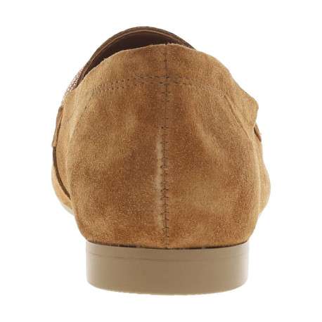 Mocassins en cuir cognac avec un talon plat et des strass sur le cou-de-pied - Image 4