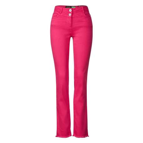 Pantalon Toronto Straight en coton rose uni avec une coupe slim et 5 poches - Image 2