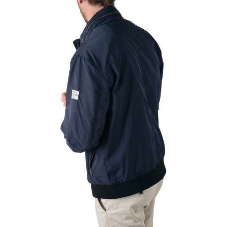Blouson zippé marine uni avec une coupe droite et un col montant - Image 3