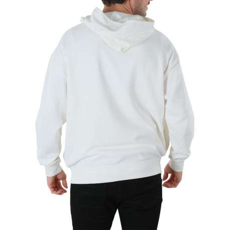 Sweat à capuche en coton blanc uni avec une coupe droite et coeur brodé - Image 2