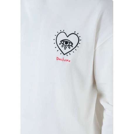 Sweat à capuche en coton blanc uni avec une coupe droite et coeur brodé - Image 3