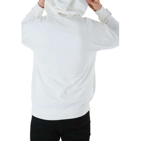 Sweat à capuche en coton blanc uni avec une coupe droite et coeur brodé - Image 5