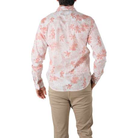 Chemise en coton écrue fleurie avec une coupe droite et un col italien - Image 2