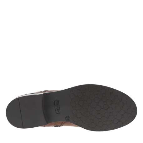 Boots en cuir cognac aspect fumé à talon plat avec lacets ronds et zip latéral - Image 6