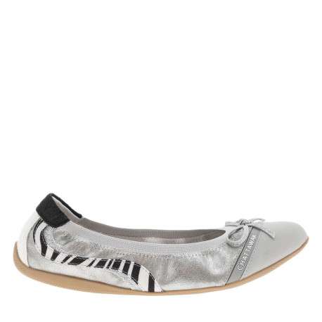 Ballerines élastiquées en simili cuir argent à semelle antidérapante plate - Image 2