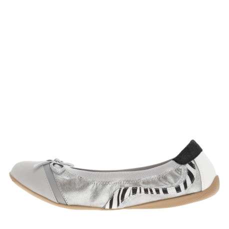 Ballerines élastiquées en simili cuir argent à semelle antidérapante plate - Image 3