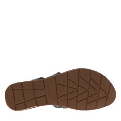 Sandales entre-doigts à glitter argent et noir, plates à première pur cuir 