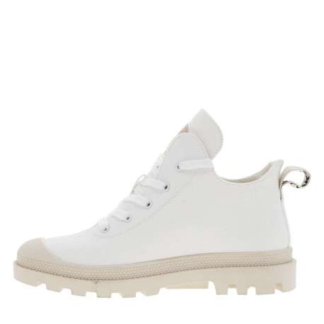 Baskets montantes en toile structurée crème à semelle boots vulcanisée - Image 3