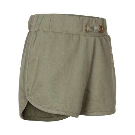 Short Jogging en coton kaki uni avec une coupe droite et un lien à la taille