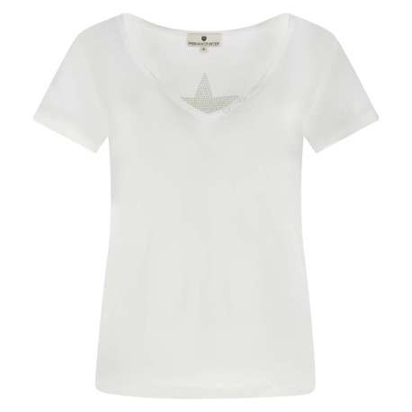 T-shirt Tarissa Icon blanc uni avec une coupe droite col v et à manches courtes
