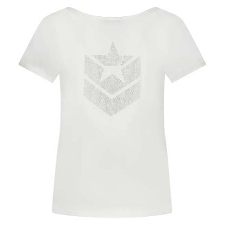 T-shirt Tarissa Icon blanc uni avec une coupe droite col v et à manches courtes - Image 2
